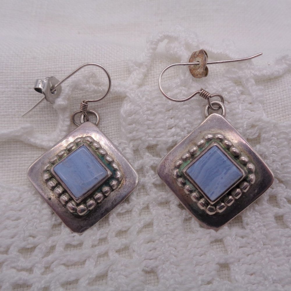 Carol Felley Sterling Silver & Blue Stone Earrings